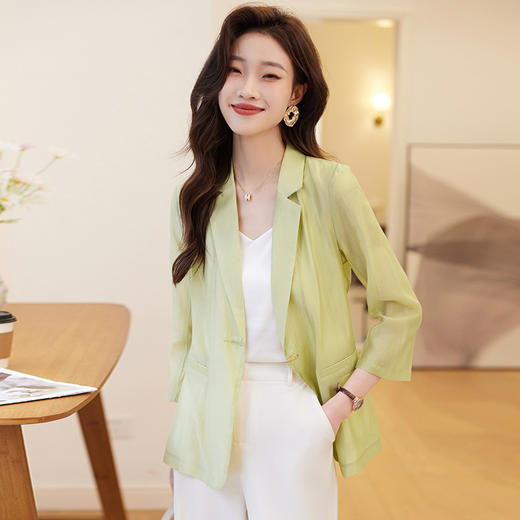 雀说天丝西装外套女薄款新款小个子休闲七分袖防晒小西服AL8613 商品图0