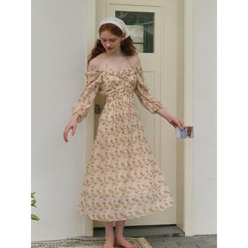 SimpleRetro香榭小玫瑰 气质两穿领型碎花连衣裙女夏法式收腰长裙