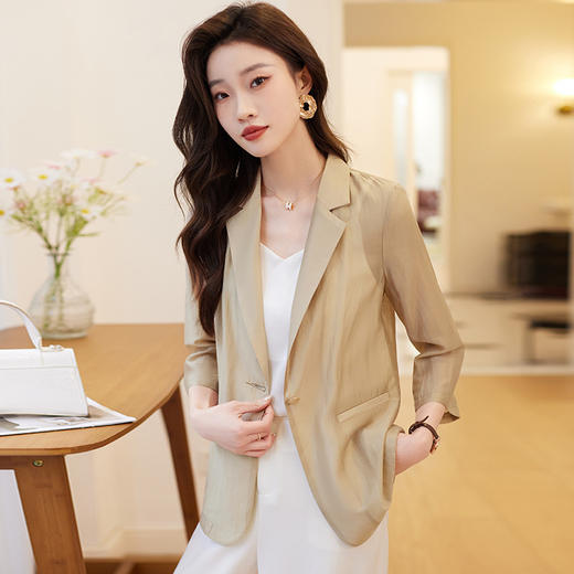 雀说天丝西装外套女薄款新款小个子休闲七分袖防晒小西服AL8613 商品图1