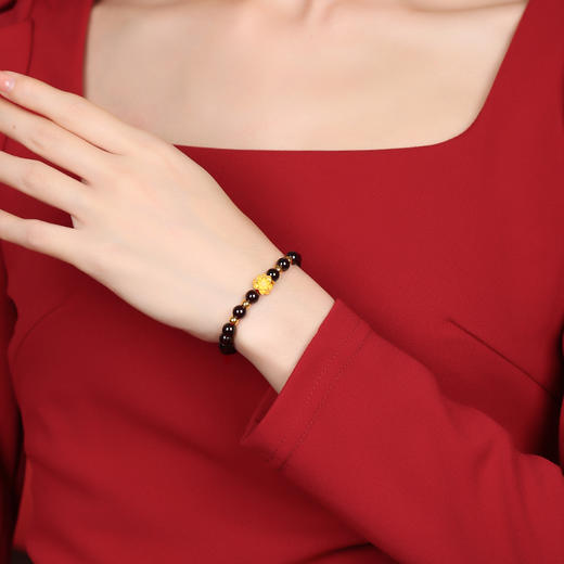 紫牙乌红石榴石多福手链 女性手串 商品图1