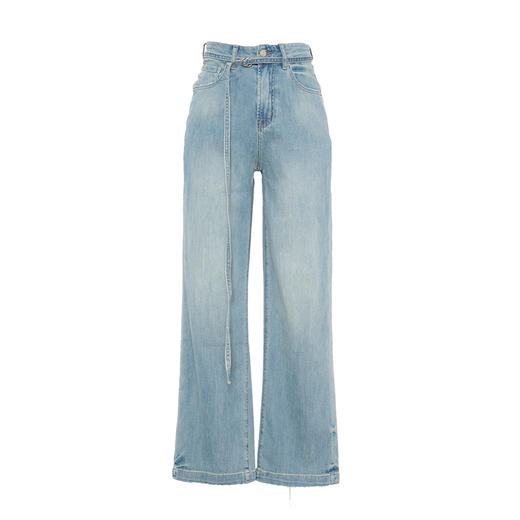 HeyDress复古牛仔裤女春夏高腰系带宽松显瘦阔腿裤百搭长款裤子 商品图4