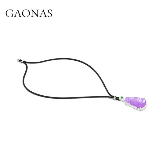 GAONAS 坠链均925银合成锆石 紫气东来国风紫色观音项链 10414XPR 商品图1