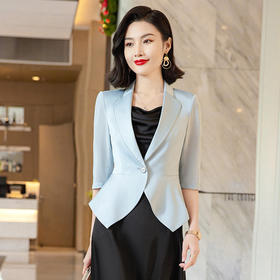 雀说高端小西装外套女新款时尚一粒扣小西服女休闲修身上衣AL1668