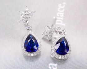 3ct 蓝宝石耳钉