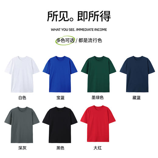 自由基地夏季新款220克精梳紧密赛罗纺T恤团队定制男女同款全棉半袖光板队服 NMT-2132 商品图3