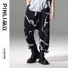 PINLI品立夏季新款印花撞色束脚裤宽松九分裤男士潮牌休闲裤B242117176 商品缩略图3