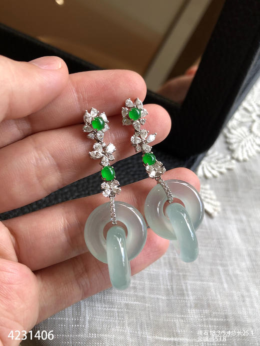 新品玻璃种双环耳坠【4231406】具体价格微信咨询 商品图2