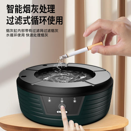 【2024新款智能冲水防飞灰烟灰缸】分解异味感应冲水 家用办公室烟灰缸 长效续航 商品图1