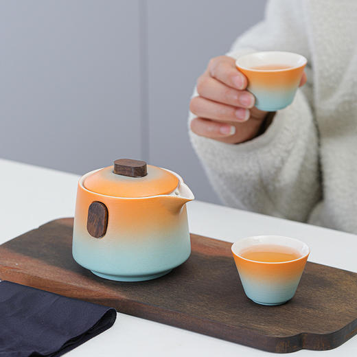 【户外旅行陶瓷茶具礼品】户外旅行茶具陶瓷快客杯，包装稳妥防震防磕碰，一壶二杯便携式功夫套装泡茶商务伴手礼品QQ新年礼盒年货礼盒 商品图2