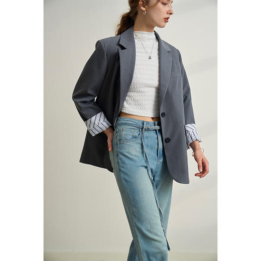 HeyDress复古牛仔裤女春夏高腰系带宽松显瘦阔腿裤百搭长款裤子 商品图2