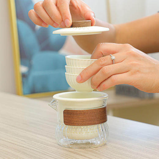 【一套成席茶事无忧】礼品套装陶瓷功夫茶具，喝茶有它有仪式感不占地，户外快客杯一壶三杯便携包旅行茶具LOGOQQ新年礼盒年货礼盒 商品图3