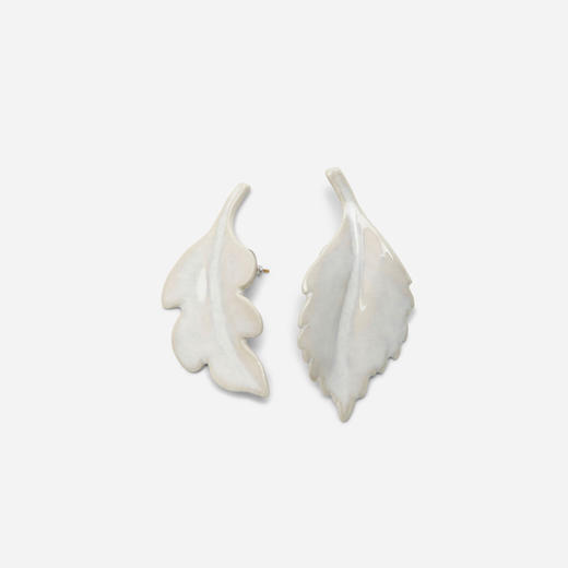 北京仓｜ANDRES GALLARDO-LEAF-白色树叶 陶瓷 不对称耳环［西班牙设计师］ 商品图1