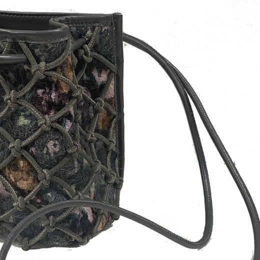 谜底包包女2024秋季新品复古风手工编织网眼拼接单肩包243MQ1364 商品图3