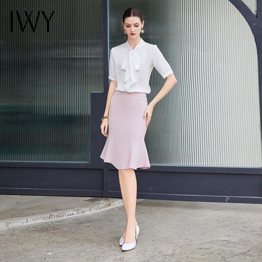 IWY/夏季新品短袖衬衫鱼尾裙时尚正装两件套套装裙轻奢时尚高级感B512+S2003 商品图1