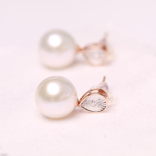 美裕 18K淡水珍珠耳钉10-11mm 108306W 商品图3