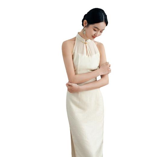 天丝提花旗袍，挂脖露肩性感旗袍裙GX183206 商品图4