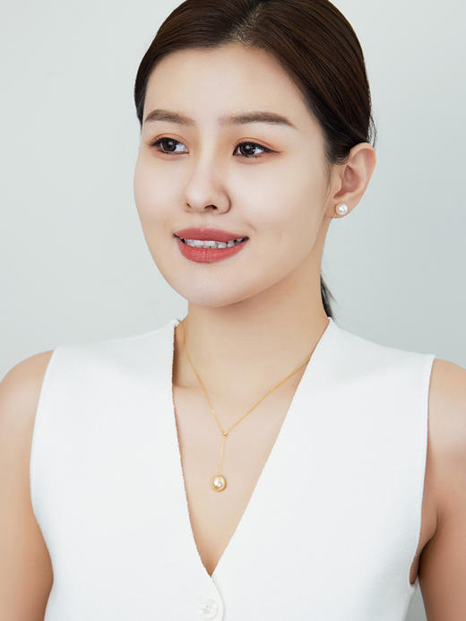 【挚友限定】18K金干枯玫瑰色南洋金珠Y字链（11-12mm） 商品图2