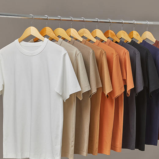 自由基地220克合体版型索罗娜微落肩宽松版圆领短袖T恤衫（男女同款）NMT-2136 商品图0