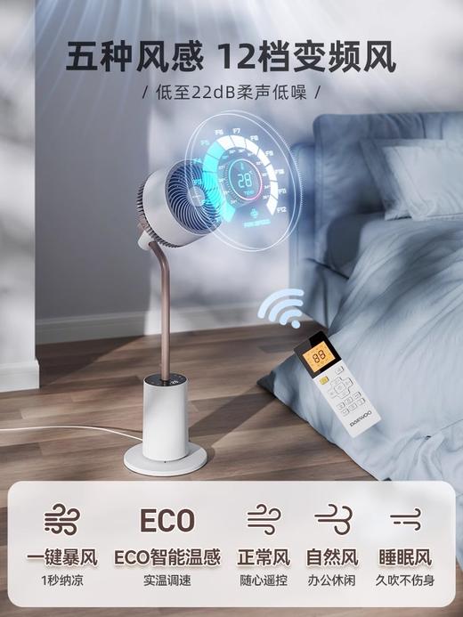 大宇 F30 MAX空气循环扇家用轻音立式智能摇头落地扇净化氛围灯小型电风扇 商品图1
