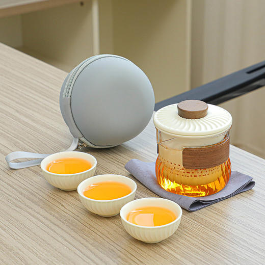 【一套成席茶事无忧】礼品套装陶瓷功夫茶具，喝茶有它有仪式感不占地，户外快客杯一壶三杯便携包旅行茶具LOGOQQ新年礼盒年货礼盒 商品图5