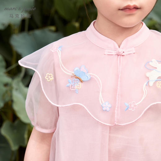 马克珍妮女童新中式旗袍网纱连衣裙汉服中国风公主裙夏装250013 商品图4