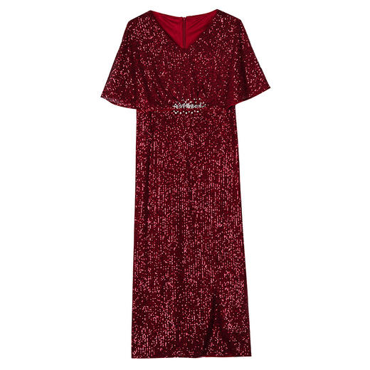 AHM nrm7906亮片年轻款酒红色连衣裙 商品图4