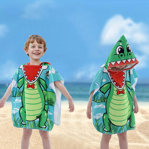 【儿童浴巾】斗篷浴袍柔软速干 卡通印花超细纤维连帽披风沙滩巾 全方位包裹吸水速干 _ZSY 商品图5