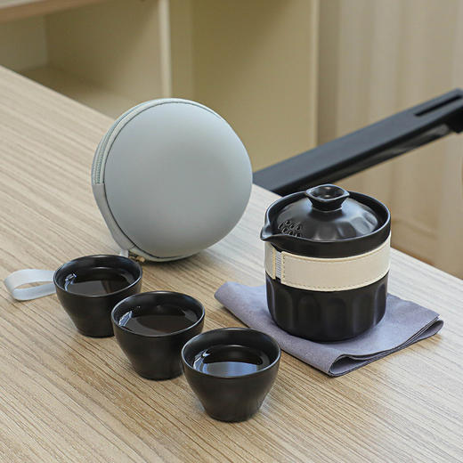【一套成席茶事无忧】礼品套装陶瓷功夫茶具，喝茶有它有仪式感不占地，户外快客杯一壶三杯便携包旅行茶具LOGOQQ新年礼盒年货礼盒 商品图4