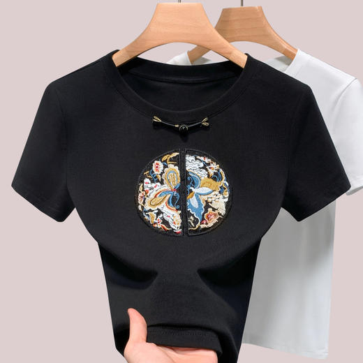 新中式短袖棉t恤绣花刺绣 XY-T4C0621 商品图0