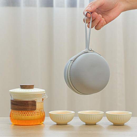 【一套成席茶事无忧】礼品套装陶瓷功夫茶具，喝茶有它有仪式感不占地，户外快客杯一壶三杯便携包旅行茶具LOGOQQ新年礼盒年货礼盒 商品图0