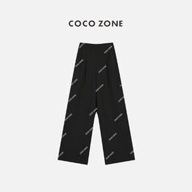 COCO ZONE‘芝麻糊’冬裤松紧腰羊毛通勤风直筒长裤23C19666