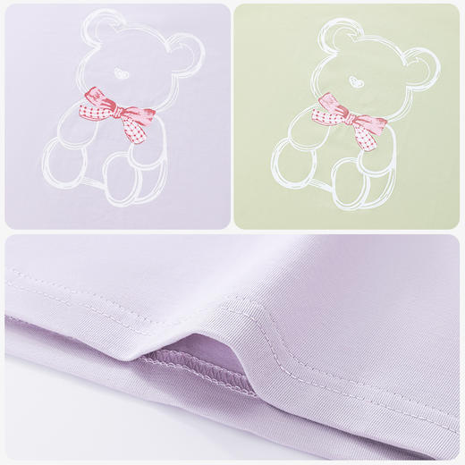 【商场同款】熳洁儿 女士家居服夏季甜美风人棉短袖短裤套装荷叶裤脚24203237 商品图6