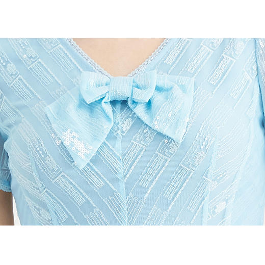 司歌刺绣亮片连衣裙收腰短袖A891444M 商品图1