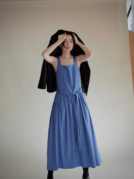 【现货】Even Vintage| 浪漫之美 气质方领克莱茵蓝显白吊带连衣裙 商品图3