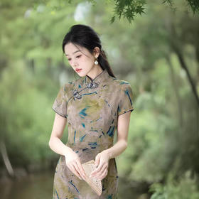 改良日常国风修身中长款中老年气质旗袍XL1002