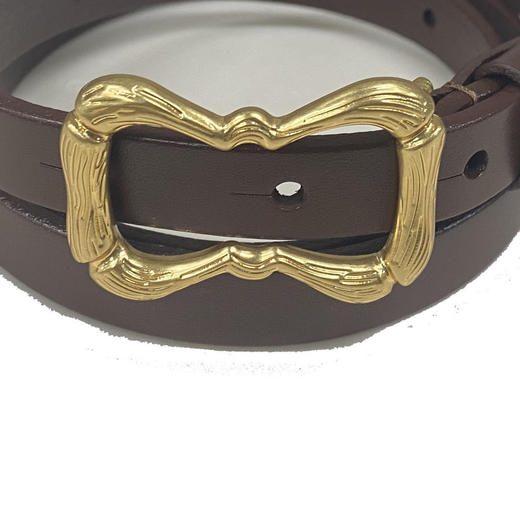 谜底牛皮革腰带女士2024秋季新品复古领结设计扣头皮带243MQ1361 商品图3