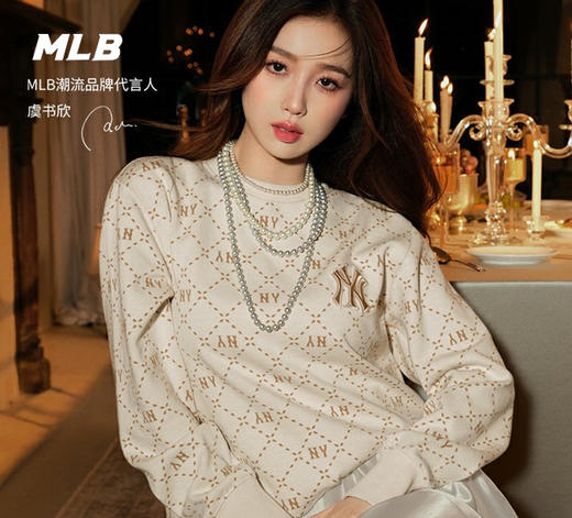 MLB男女情侣钻石老花圆领套头卫衣刺绣logo23秋季新款3AMTM0134 商品图0