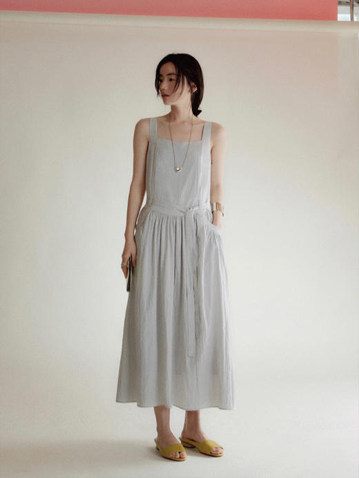 【现货】Even Vintage| 浪漫之美 气质方领克莱茵蓝显白吊带连衣裙 商品图1