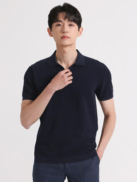 callisto藏青色棉弹短袖polo衫 SSTSS176C