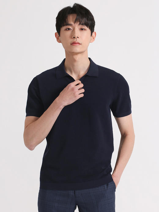 callisto藏青色棉弹短袖polo衫 SSTSS176C 商品图0