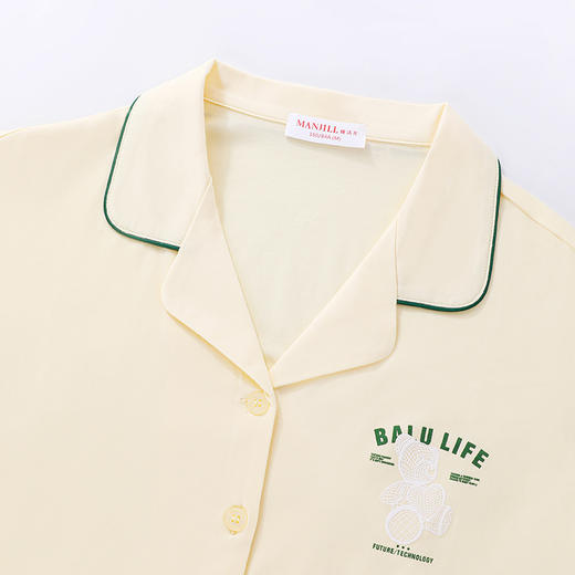 【商场同款】熳洁儿 夏季女士家居服短袖开衫短七分裤套装天丝棉清新简约24203215 商品图3