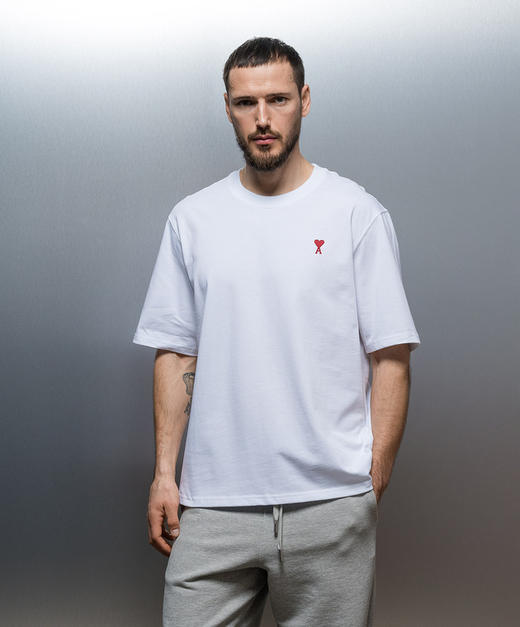 【新品特惠秒】AMI 男女通款 针织红心刺绣logo全棉短袖T恤（偏厚好质感）12056 商品图6