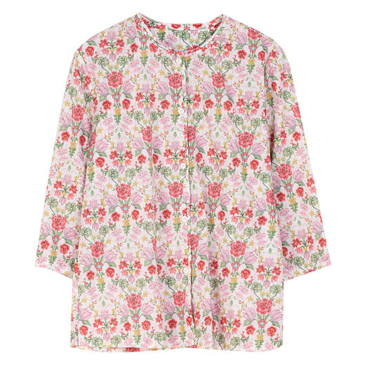 牧衣游原创 蔷薇印花纯棉衬衫女新款轻薄文艺百搭碎花上衣 寄长月 商品图4