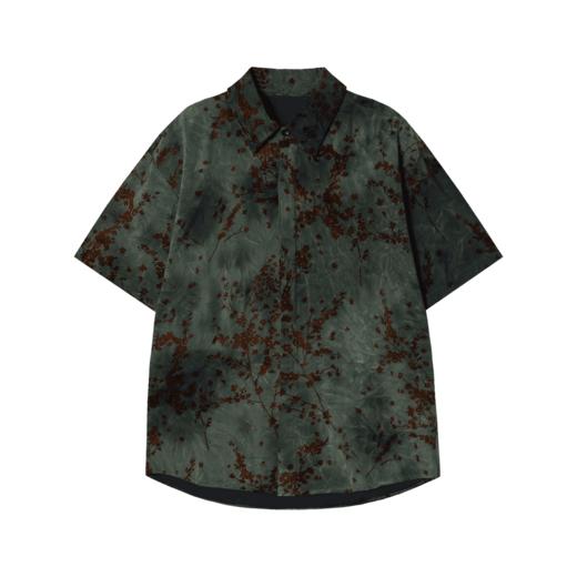 CS94新款扎染花朵印花男士衬衫时尚百搭休闲上衣宽松复古国风短袖 商品图1