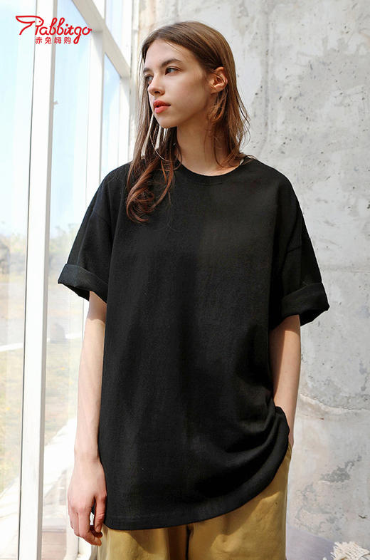 赤兔嗨购7A抗菌T恤宽松休闲微落肩男女同款24年新品微落肩短袖 商品图6