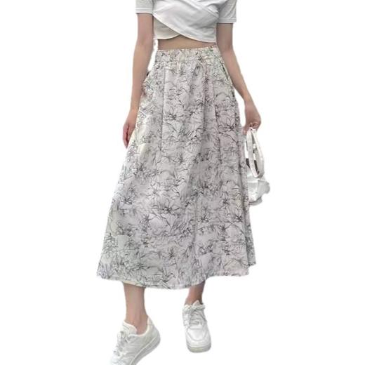 「29.9到手！拼团同款」水墨画裙子女夏季印花中长裙 口袋褶皱A字裙气质通勤半身裙外穿薄 商品图4