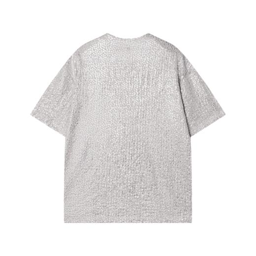 T1266新款时尚亮片反光圈圈印花男士上衣潮流百搭短袖宽松休闲T恤 商品图1