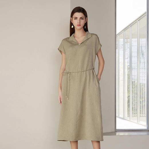 【桑蚕丝系带连衣裙】24年春夏新品女士100%桑蚕丝系带收腰真丝连衣裙 商品图1