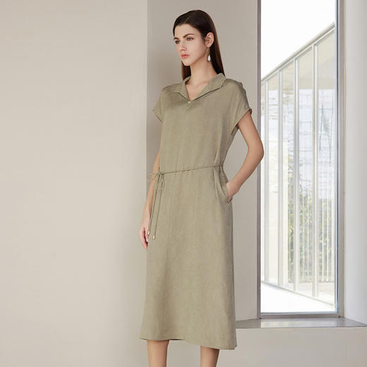 【桑蚕丝系带连衣裙】24年春夏新品女士100%桑蚕丝系带收腰真丝连衣裙 商品图3