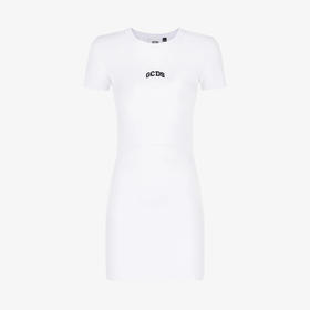 GCDS 女士字母徽标休闲迷你短袖连衣裙 白色 A1CW1005JA210